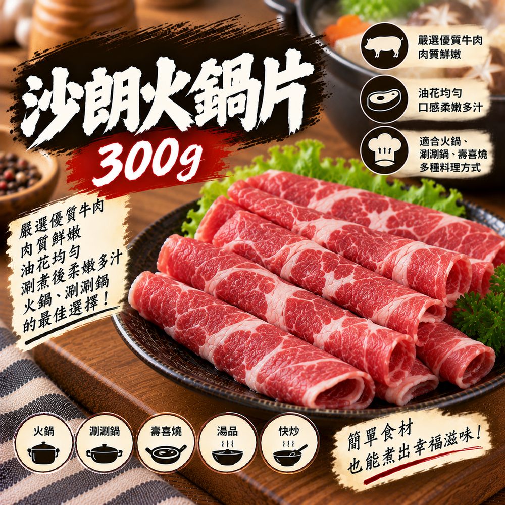 沙朗牛火鍋片 300g・涮鍋