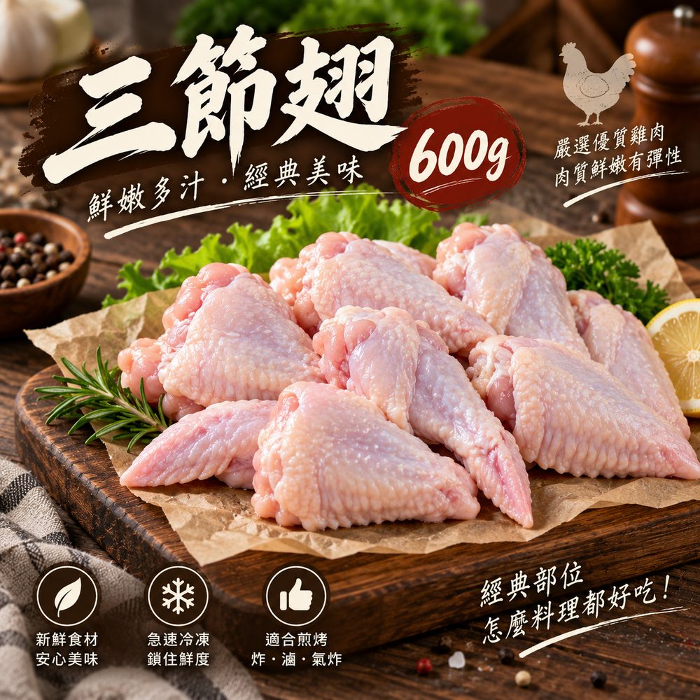 三節雞翅 600g・烤箱氣炸