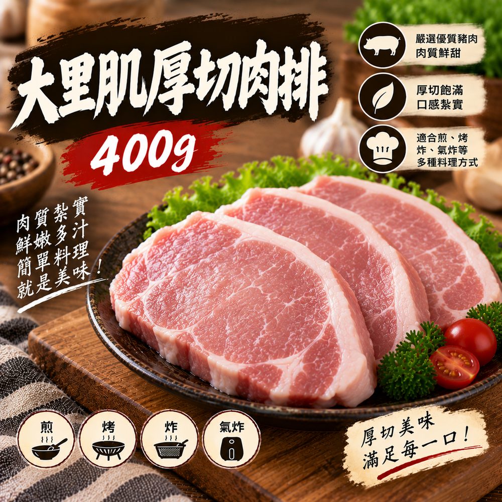 大里肌厚切豬排 400g・煎炸